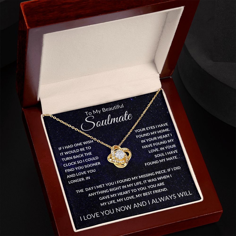 Love Knot Necklace, Gift to Soulmate - Space - Valentines, Anniversary, Birthday, Christmas