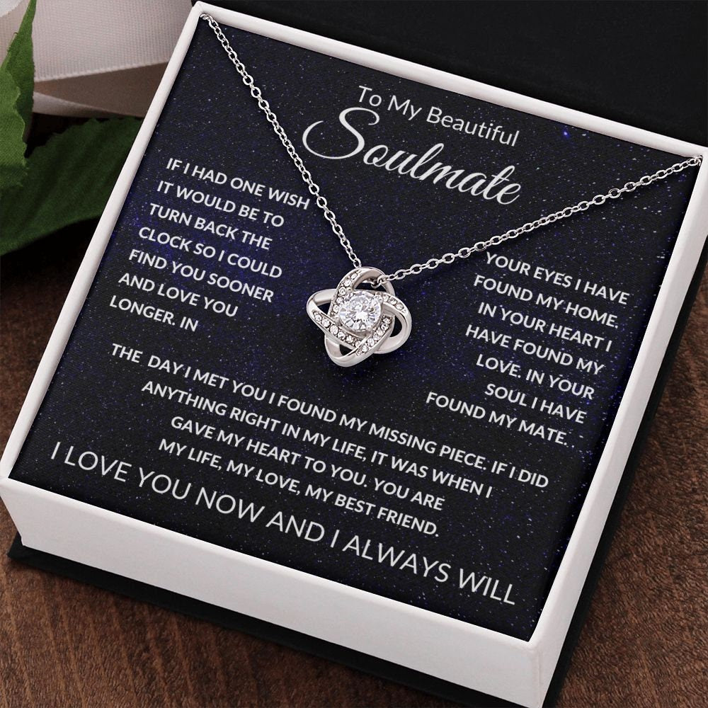Love Knot Necklace, Gift to Soulmate - Space - Valentines, Anniversary, Birthday, Christmas