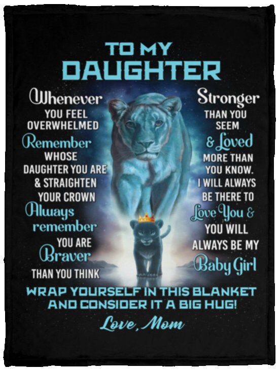 Daughter Lion Blanket from Mom (Turquoise / Black)- You Are Braver
