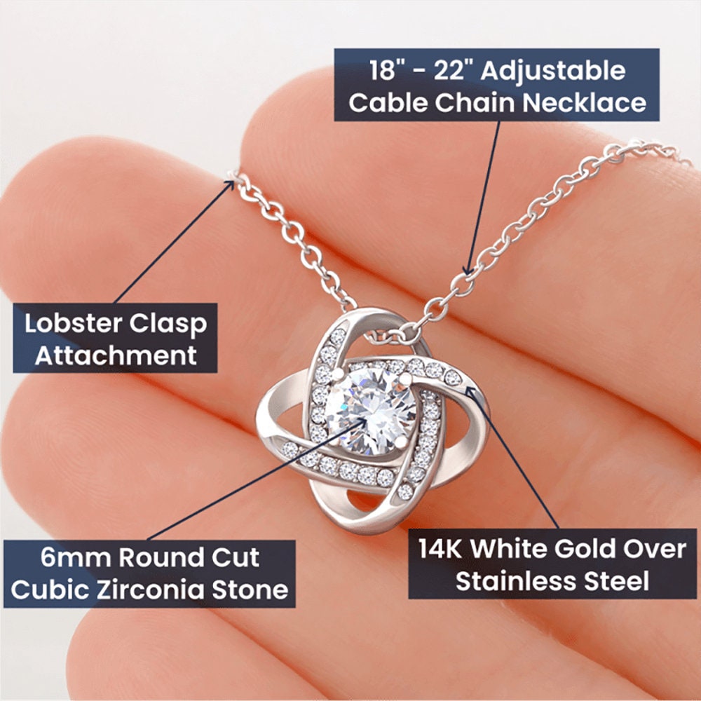 Gift to Daughter from Mom, I Love You (Wreathe) - Love Knot Necklace - Birthday, Graduation, Wedding, Christmas