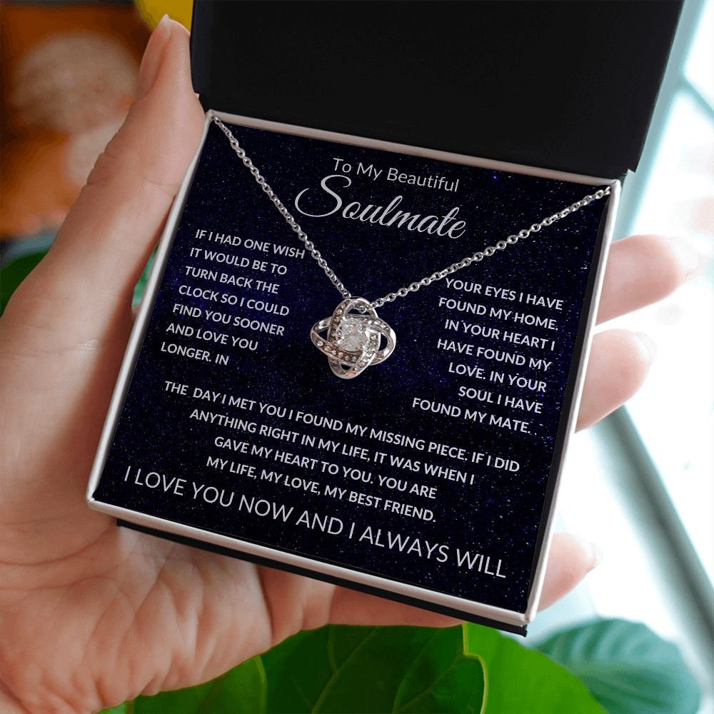 Love Knot Necklace, Gift to Soulmate - Space - Valentines, Anniversary, Birthday, Christmas