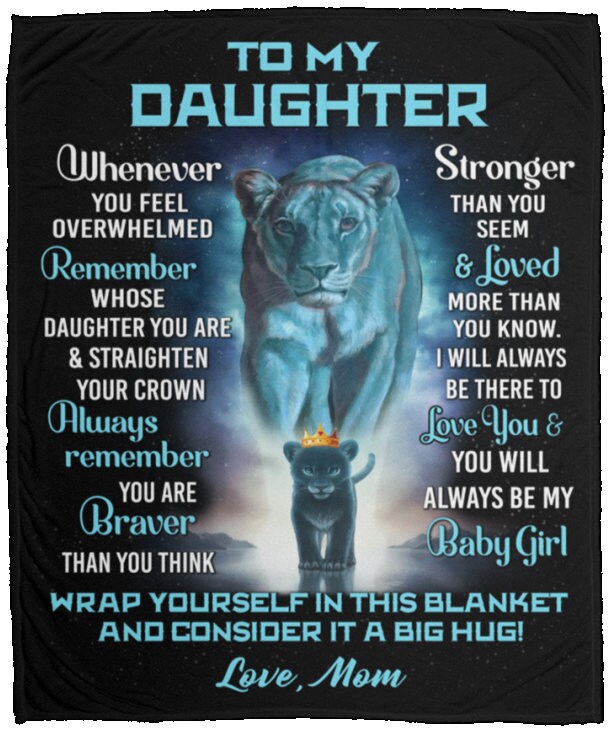 Daughter Lion Blanket from Mom (Turquoise / Black)- You Are Braver