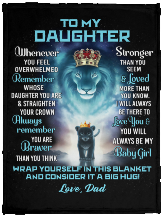 Daughter Lion Blanket Turquoise Black You Are Braver Jewel