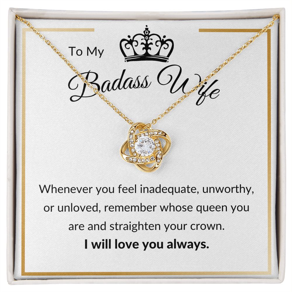 Love Knot Necklace, Gift to Badass Wife - white/gold