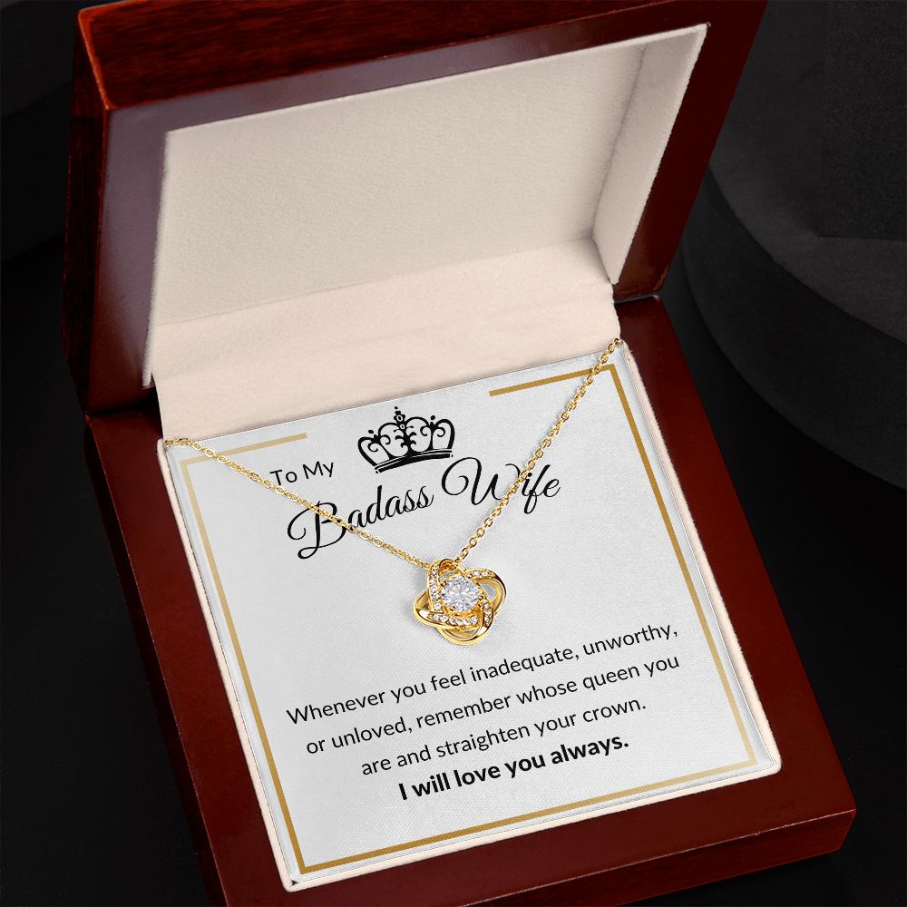 Love Knot Necklace, Gift to Badass Wife - white/gold