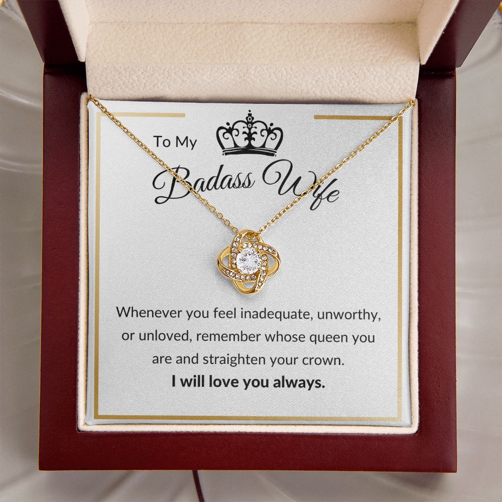 Love Knot Necklace, Gift to Badass Wife - white/gold