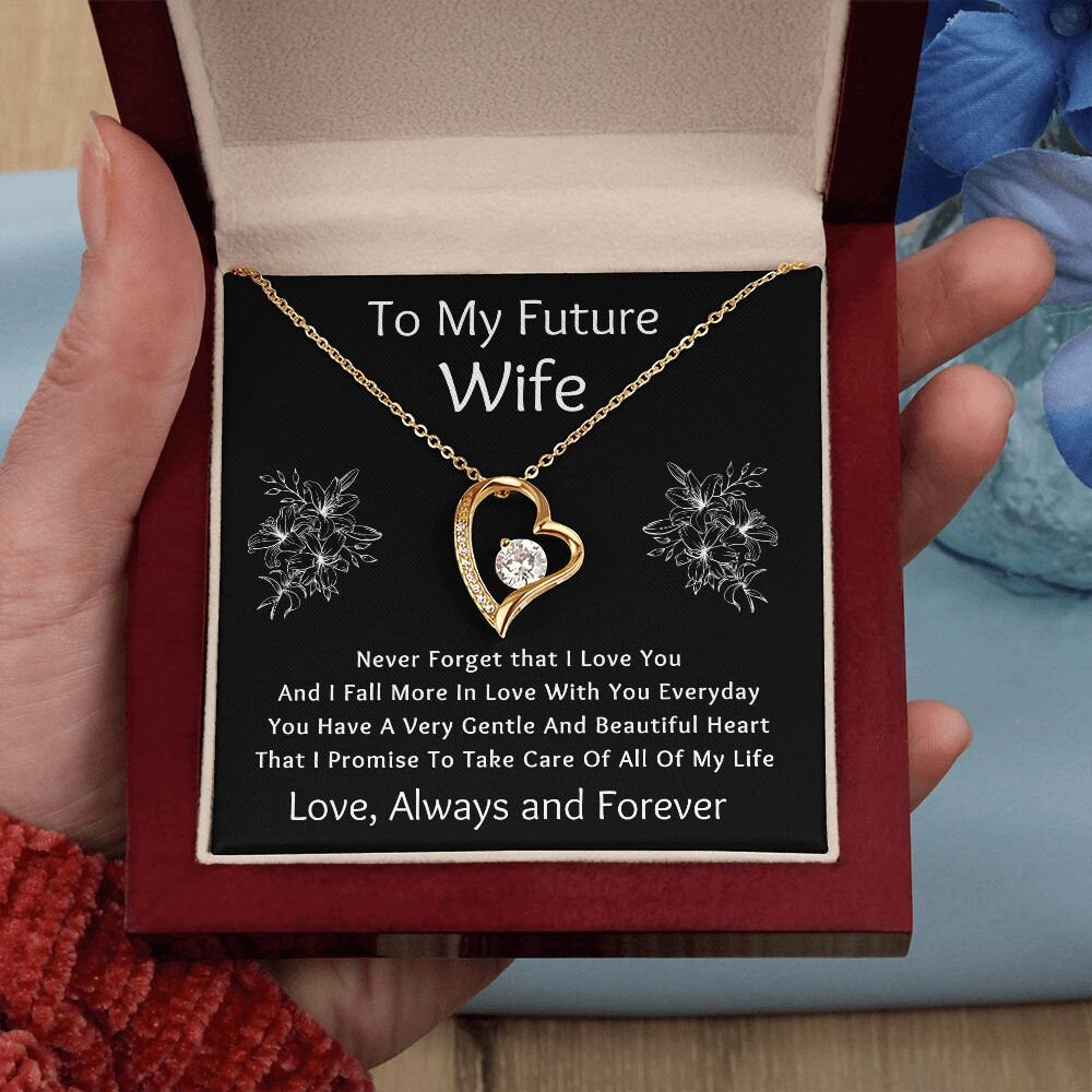 Forever Love Necklace, Gift for Future Wife / Fiancé - Black - Valentines, Birthday, Christmas, Wedding