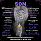Son Lion Blanket Gift, from Mom - Black w/ Purple (Choose Size and Style)