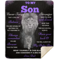 Son Lion Blanket Gift, from Dad - Black w/ Purple (Choose Size and Color)