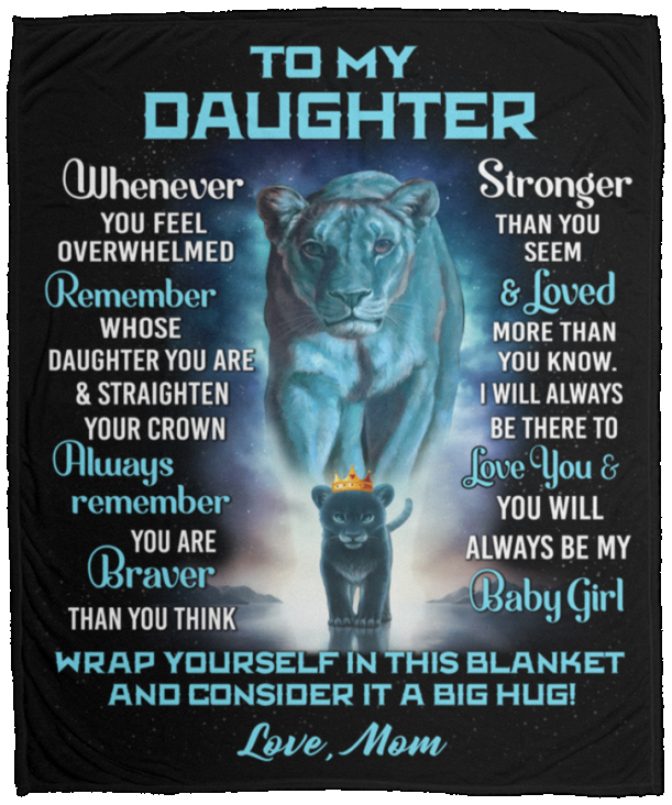 Daughter Lion Blanket from Mom (Turquoise / Black)- You Are Braver