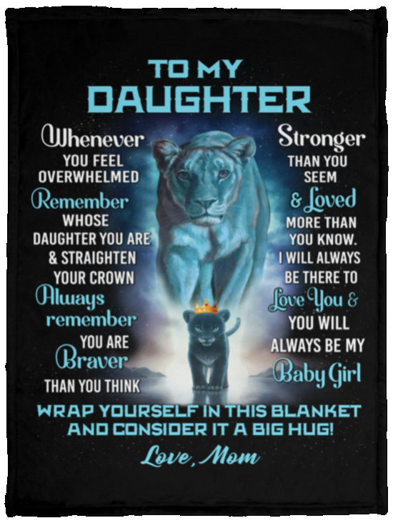 Daughter Lion Blanket from Mom (Turquoise / Black)- You Are Braver