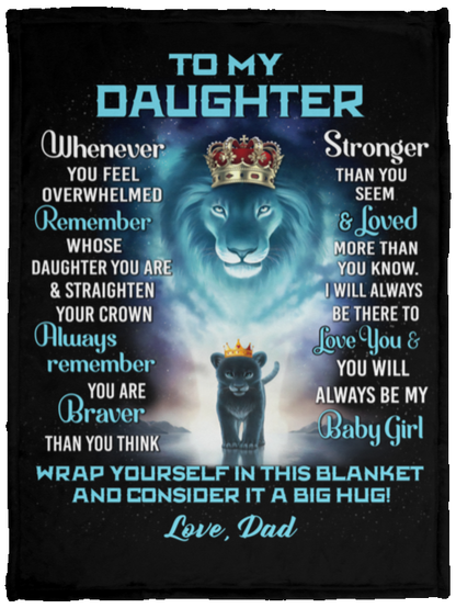 Daughter Lion Blanket - Turquoise / Black - You Are Braver