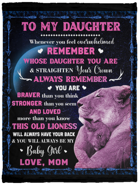 Daughter Lion Blanket from Mom - Pink