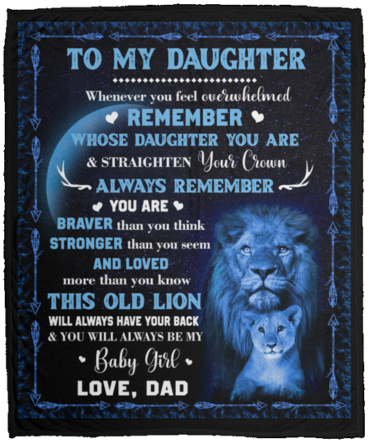 Daughter Throw Blanket from Dad - You Are Braver Medium Blanket - Cozy Plush Fleece Blanket - 50x60 in.