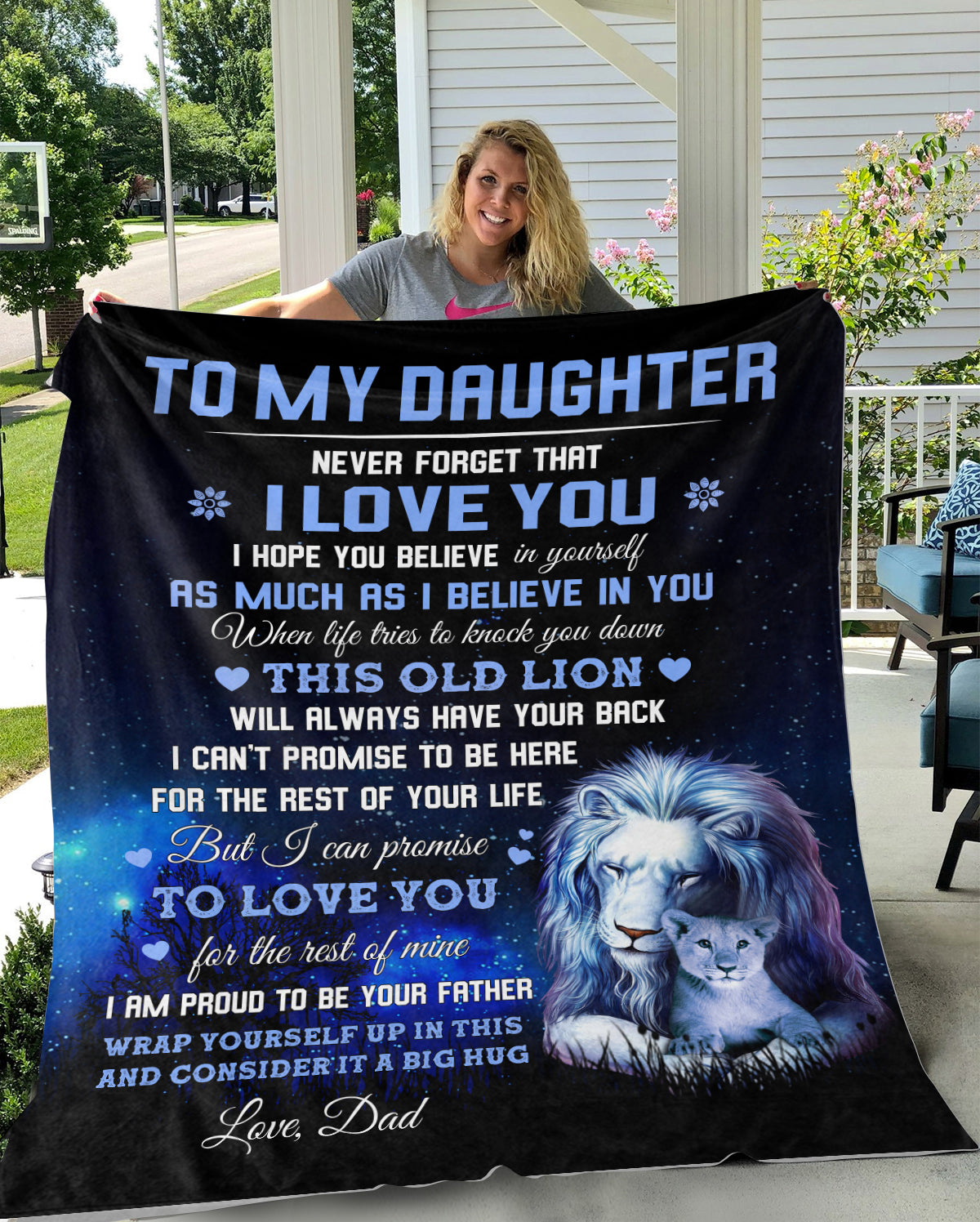To My Daughter from Dad - This Old Lion Cozy Throw Blanket- Cozy Plush Fleece Blanket - 50x60 in.