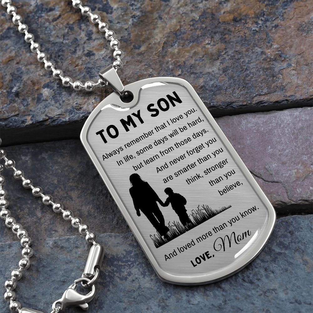 Engraved dog discount tags for son