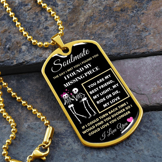 Dog Tag Necklace, GIFT FOR SOULMATE - Skeleton Black