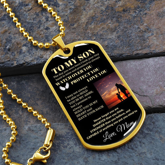 Dog Tag Necklace, GIFT TO SON from Mom - Protect You