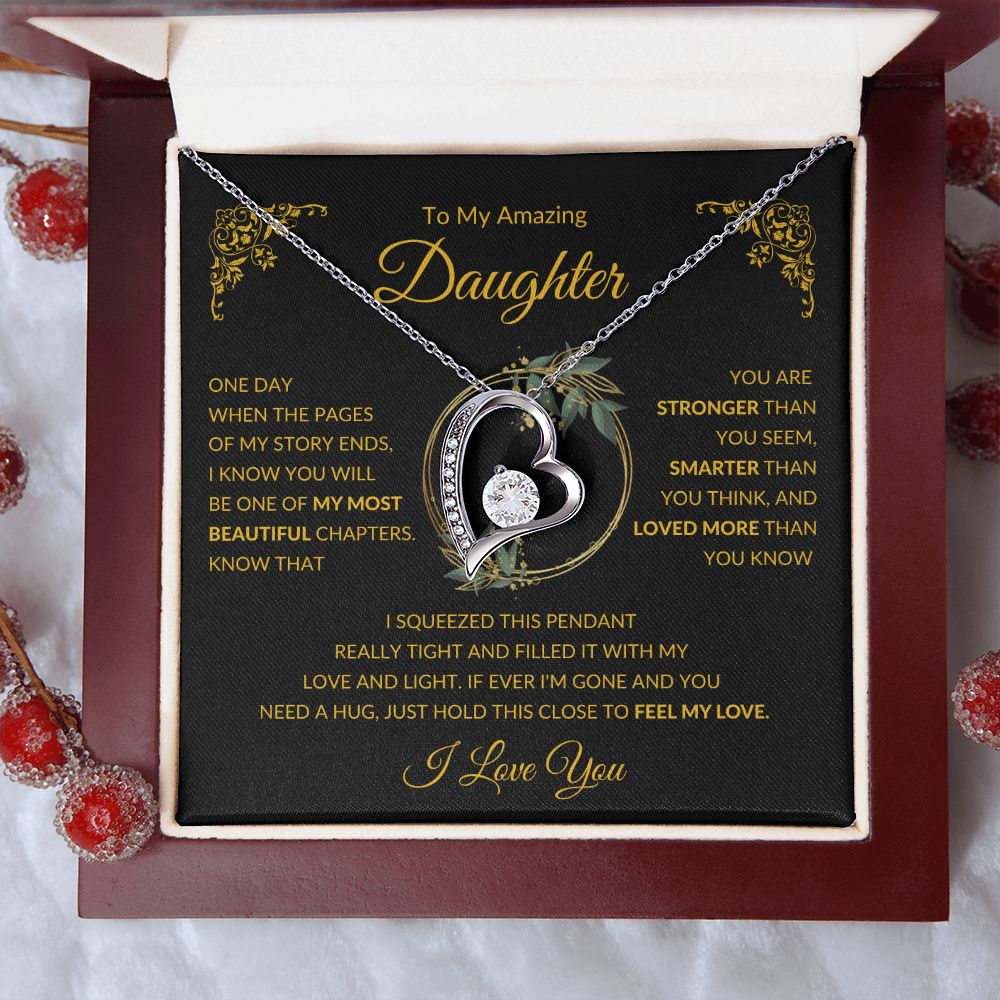 Forever Love Heart Necklace, GIFT TO DAUGHTER from Mom or Dad - I Love You