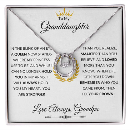Pendant Necklace, GIFT TO GRANDDAUGHTER from Grandpa - Crown
