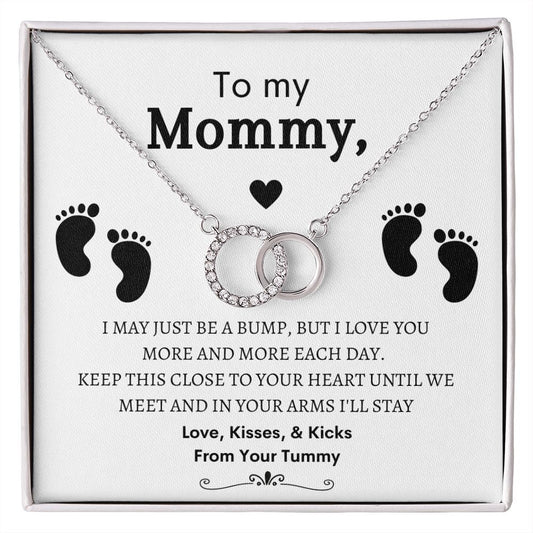 To My Mommy Mom to be, Baby Feet - Perfect Pair Necklace -  Baby Shower Gift, Expecting Mother to Be Gift (14K white gold over stainless steel)