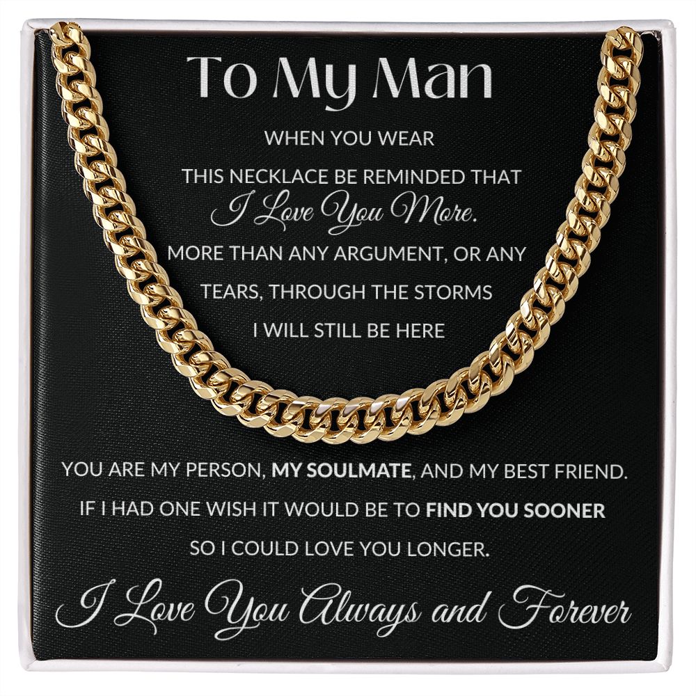 Cuban Link Necklace, GIFT FOR MY MAN - I Love you More