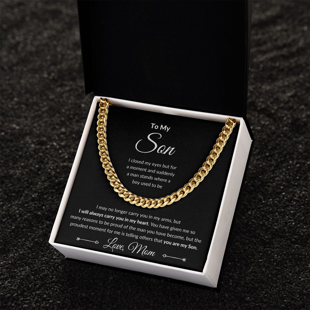 Cuban Link Chain, Gift to Son from Mom - I Closed My Eyes