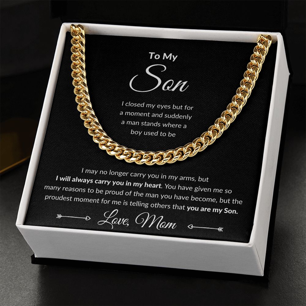 Cuban Link Chain, Gift to Son from Mom - I Closed My Eyes