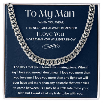 Cuban Link Chain, Gift to My Man, Husband, Boyfriend - I Love You - Anniversay, Birthdays, Christmas, Valentines Day,