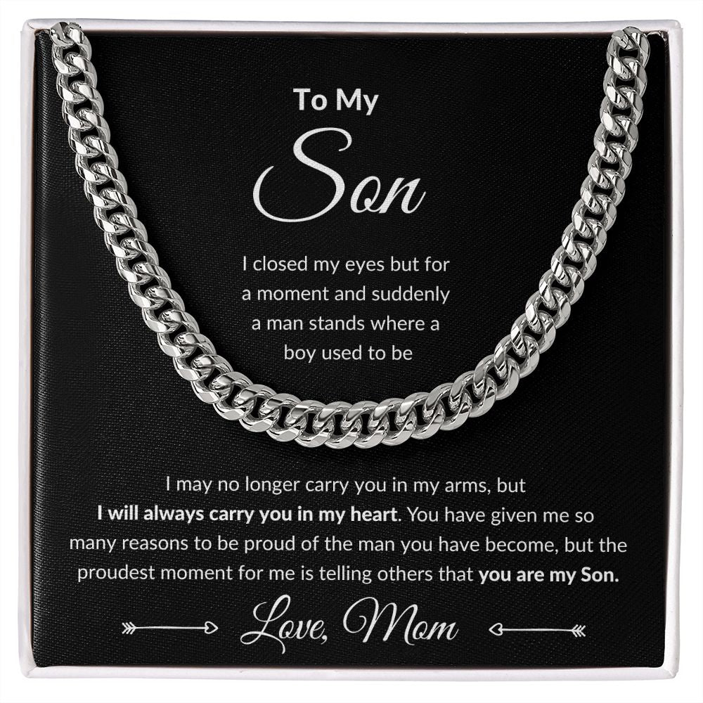Cuban Link Chain, Gift to Son from Mom - I Closed My Eyes