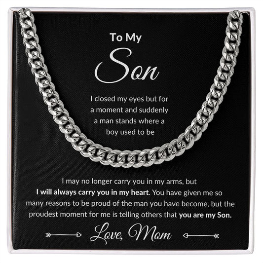 Cuban Link Chain, Gift to Son from Mom - I Closed My Eyes