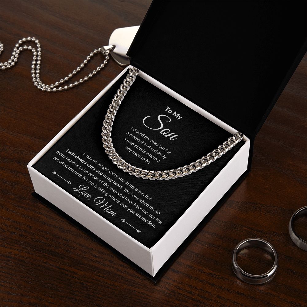 Cuban Link Chain, Gift to Son from Mom - I Closed My Eyes
