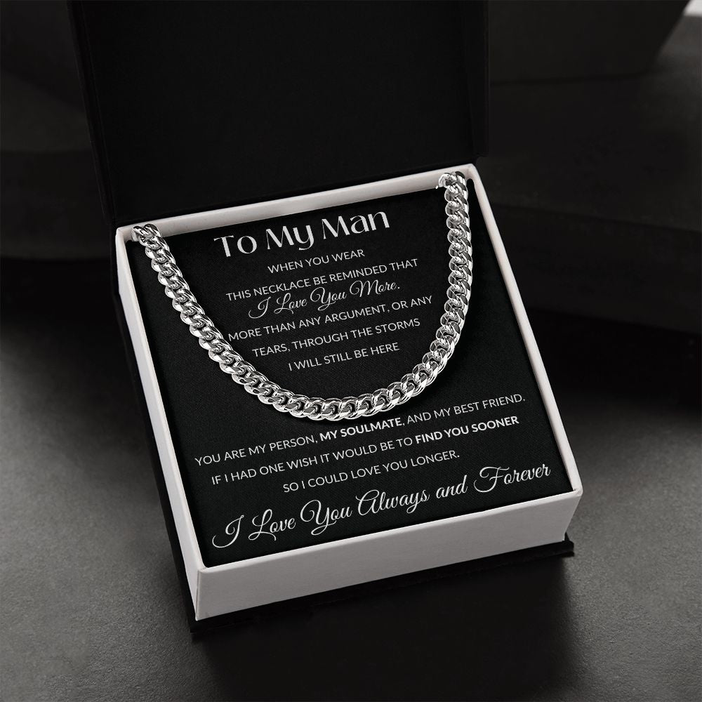 Cuban Link Necklace, GIFT FOR MY MAN - I Love you More