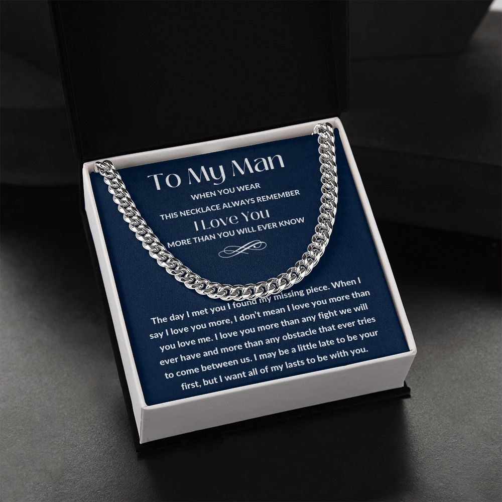 Cuban Link Chain, Gift to My Man, Husband, Boyfriend - I Love You - Anniversay, Birthdays, Christmas, Valentines Day,