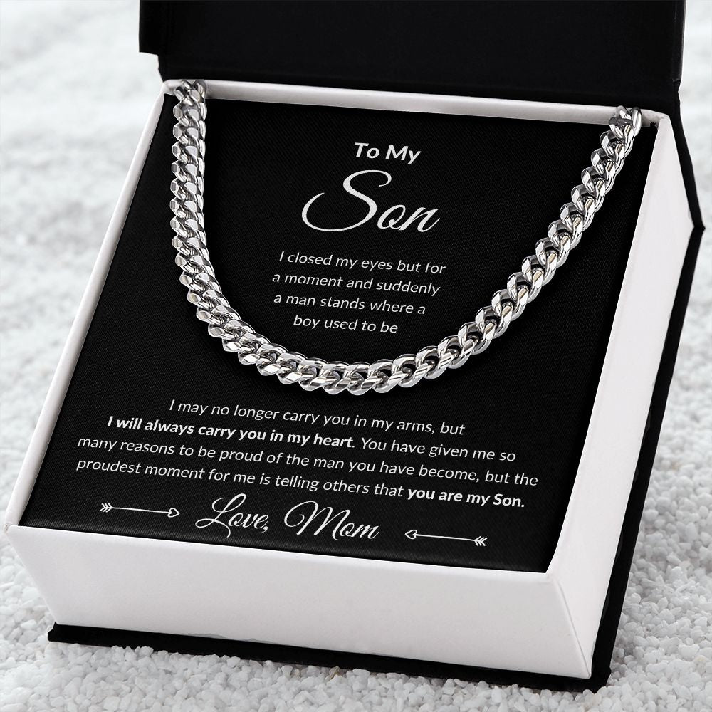 Cuban Link Chain, Gift to Son from Mom - I Closed My Eyes