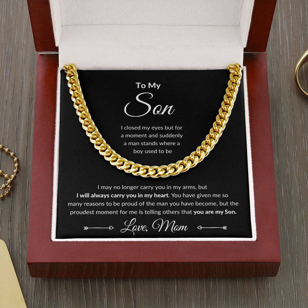 Cuban Link Chain, Gift to Son from Mom - I Closed My Eyes