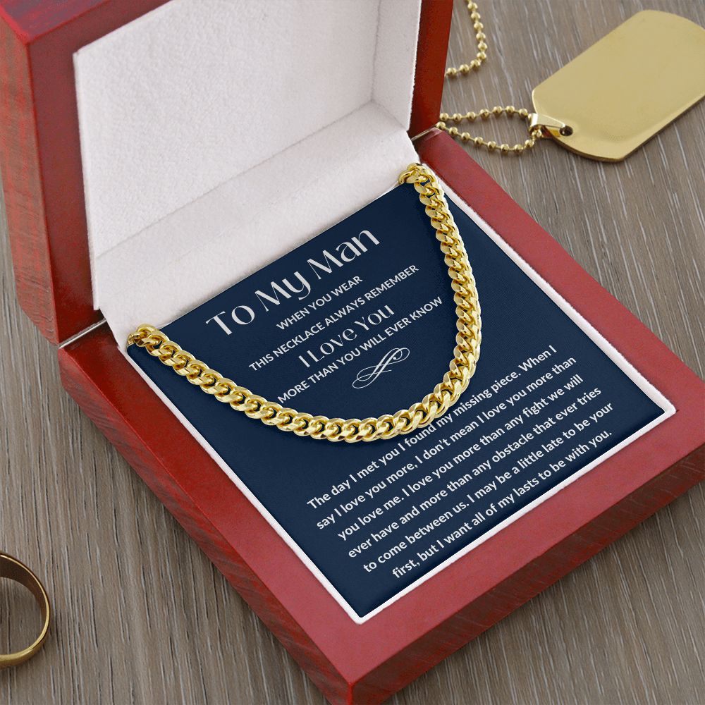 Cuban Link Chain, Gift to My Man, Husband, Boyfriend - I Love You - Anniversay, Birthdays, Christmas, Valentines Day,