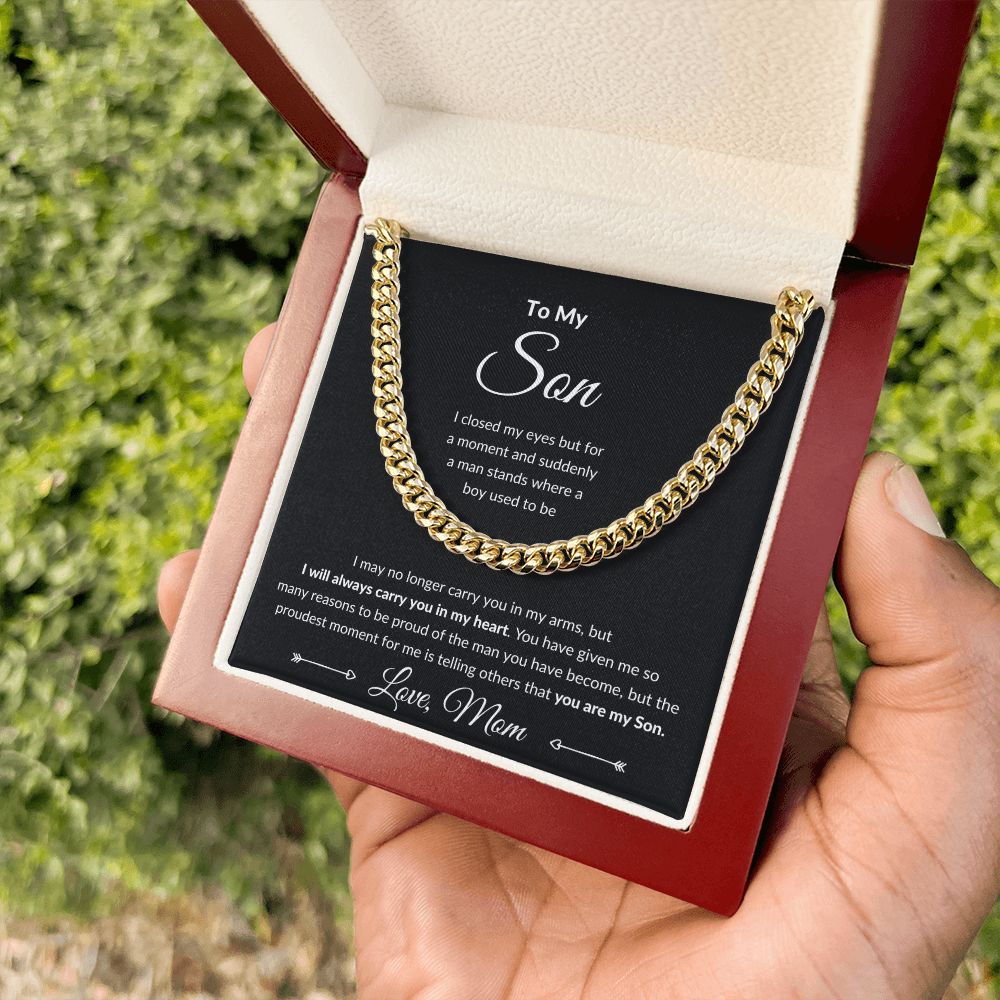 Cuban Link Chain, Gift to Son from Mom - I Closed My Eyes