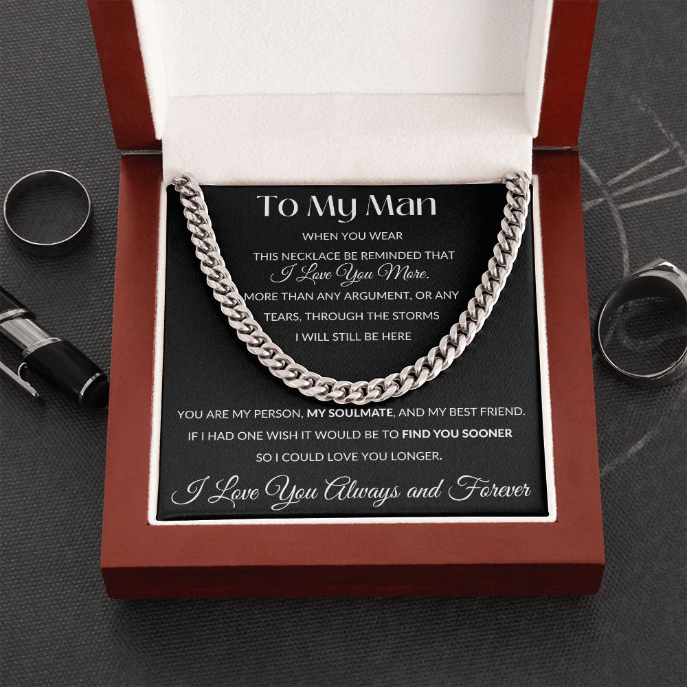 Cuban Link Necklace, GIFT FOR MY MAN - I Love you More