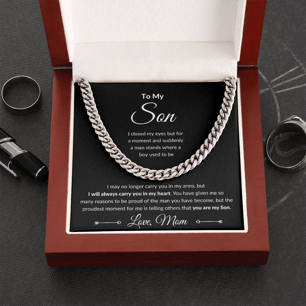 Cuban Link Chain, Gift to Son from Mom - I Closed My Eyes