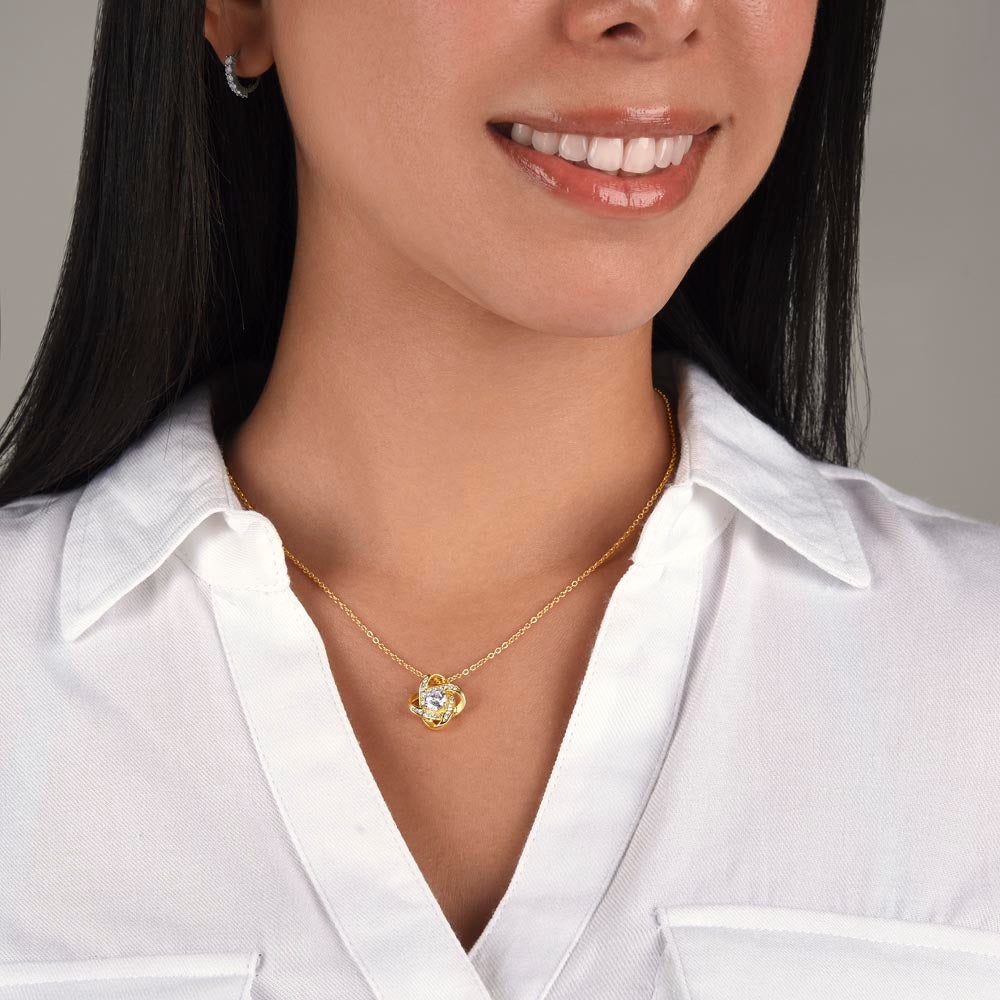 Bonus Daughter in Love Gift, Daughter in Law Necklace - Wedding, Engagement, Birthday, from Mother in Law or Father in Law - Love Knot Necklace
