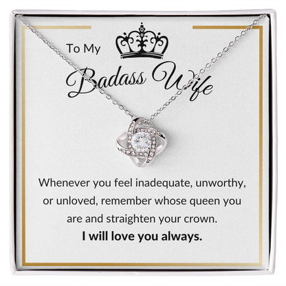 Love Knot Necklace, Gift to Badass Wife - white/gold