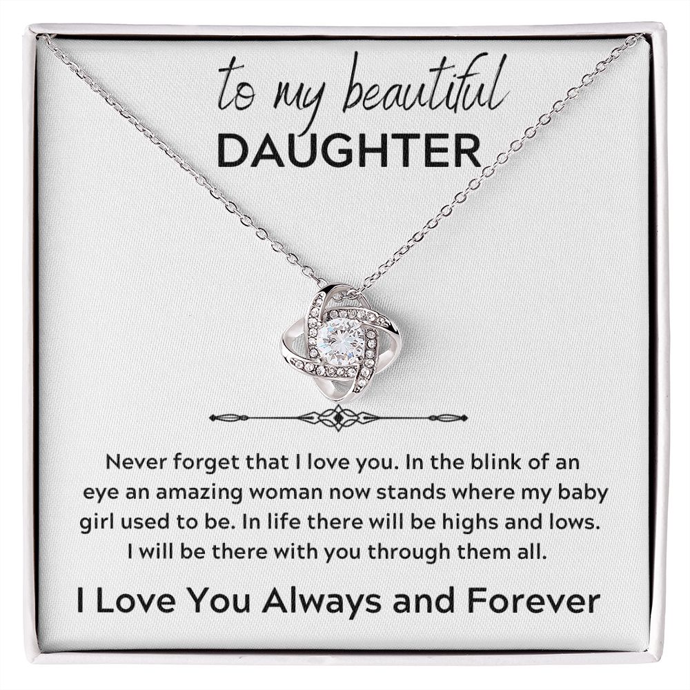 Love Knot Necklace, GIFT TO DAUGHTER from Mom or Dad