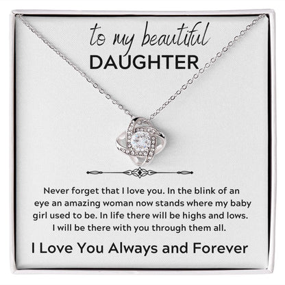 Love Knot Necklace, GIFT TO DAUGHTER from Mom or Dad