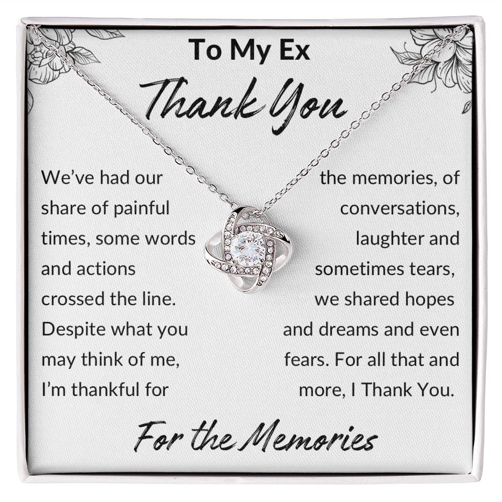Thank You for The Memories, Divorce Separation Break Up Gift for Ex Wife, Ex Girlfriend, Ex - Love Knot Necklace