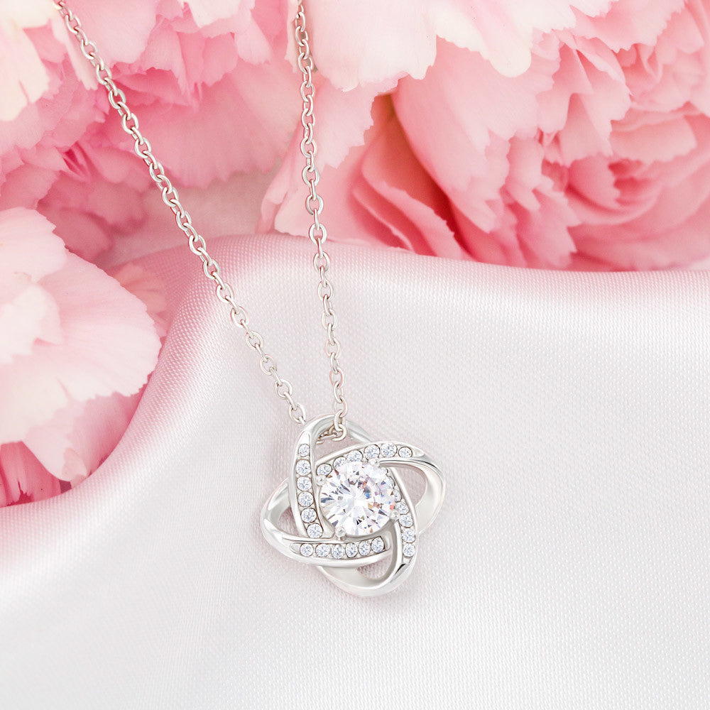 Bonus Daughter in Love Gift, Daughter in Law Necklace - Wedding, Engagement, Birthday, from Mother in Law or Father in Law - Love Knot Necklace