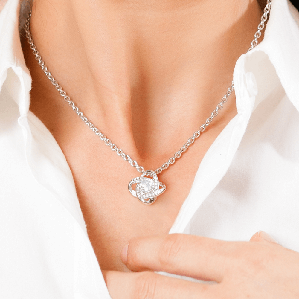 Love Knot Necklace, Gift to Badass Wife - white/gold