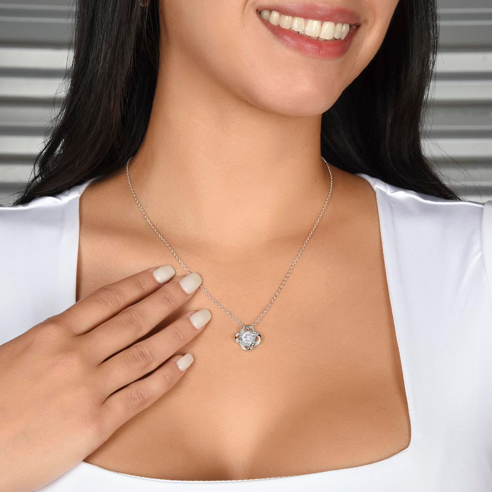 Love Knot Necklace, Gift to Badass Wife - white/gold