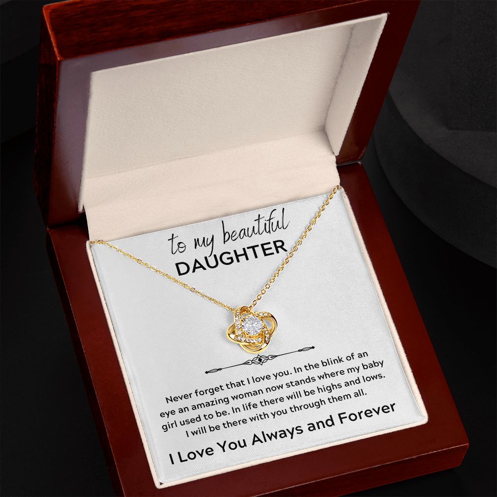 Love Knot Necklace, GIFT TO DAUGHTER from Mom or Dad