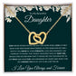 Interlocking Hearts Necklace, GIFT TO MY BEAUTIFUL DAUGHTER POEM from Mom Or Dad - Special Bond
